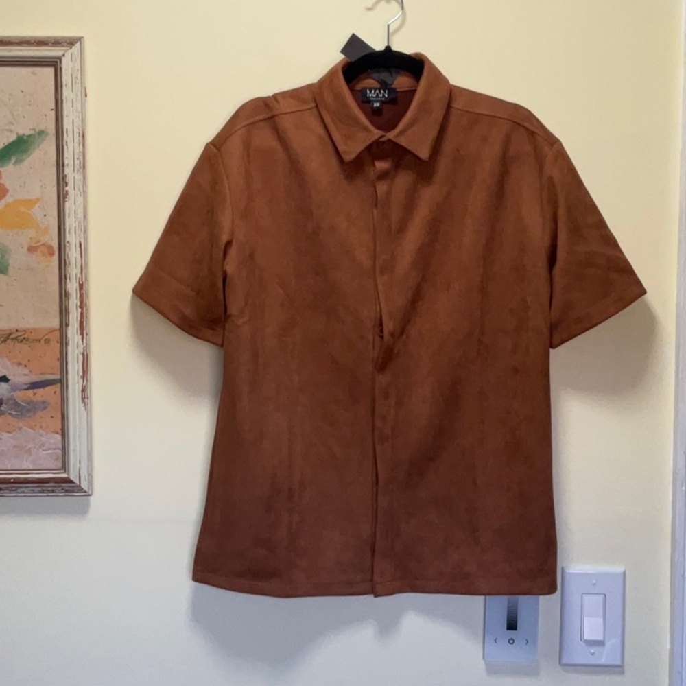 BoohooMan Men's Tan Casual Button Down Shirt
